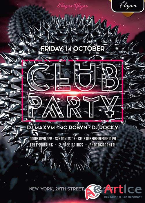 Club Party Flyer PSD V3 Template + Facebook Cover