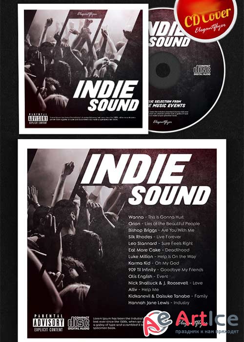 Indie Sound CD Cover PSD Template