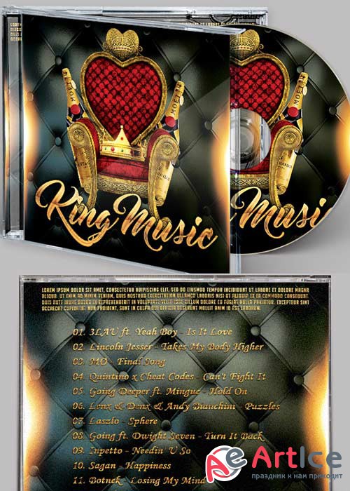 King Music CD Cover PSD Template