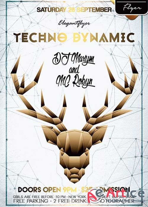 Techno Dynamic V1 Flyer PSD Template + Facebook Cover