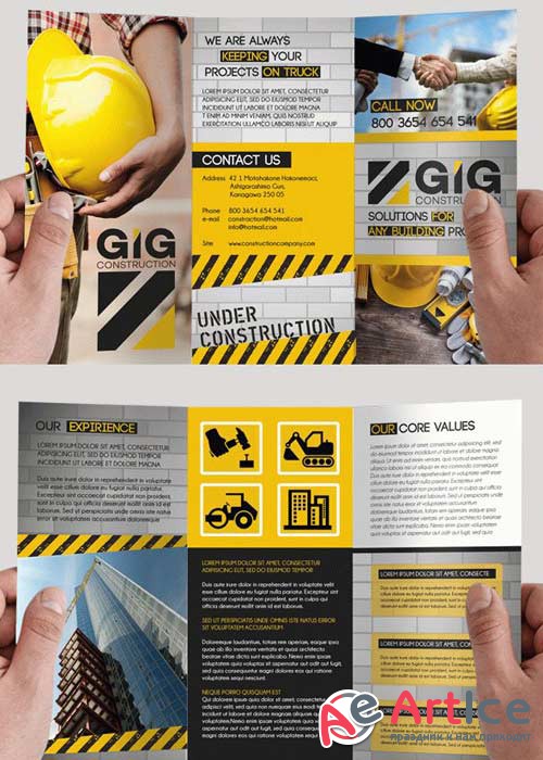 Construction V9 Premium Tri-Fold PSD Brochure Template