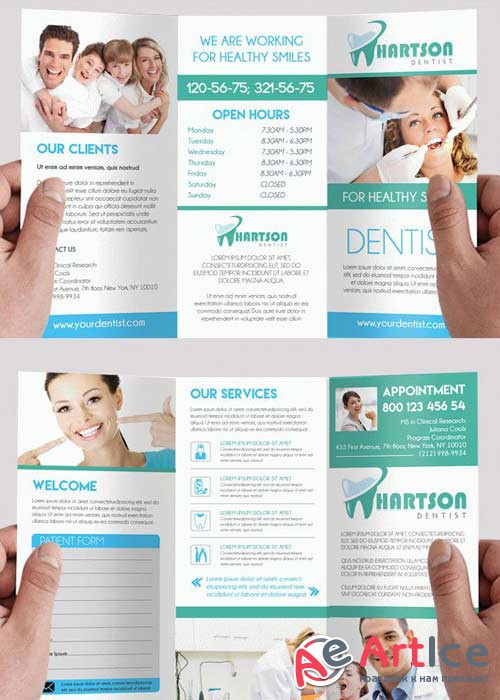 Dentist V2 Premium Tri-Fold PSD Brochure Template