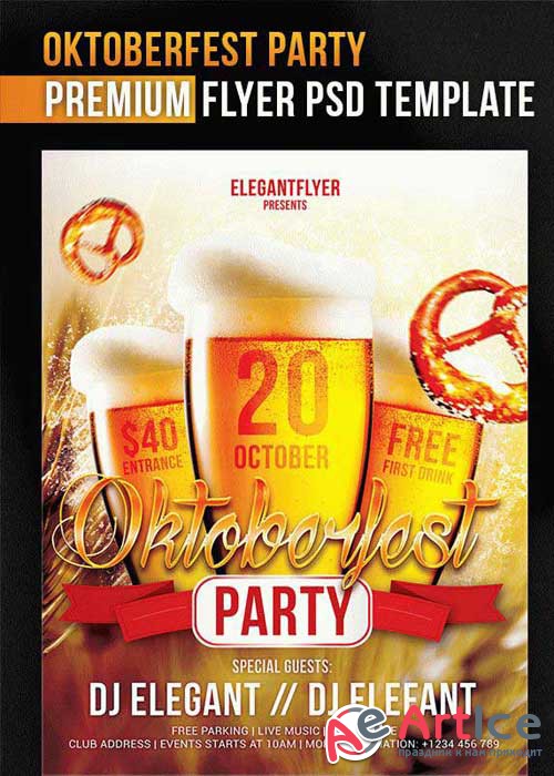 Oktoberfest Party Flyer PSD V2 Template + Facebook Cover