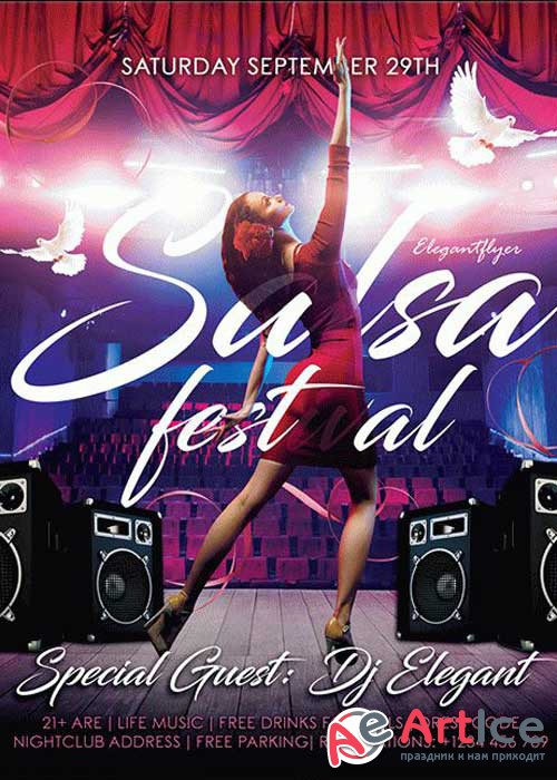 Salsa Festival V6 Flyer PSD Template + Facebook Cover