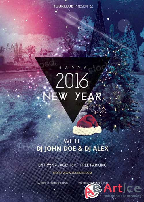 Happy New Year 2016 V3 PSD Flyer