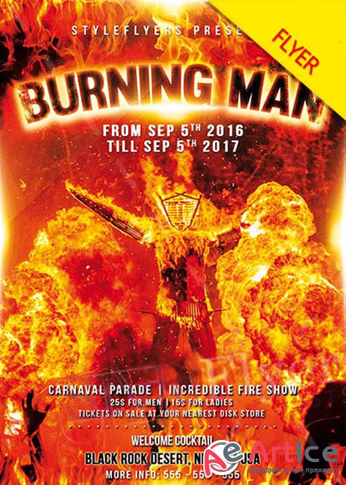 Burning Man V1 PSD Flyer Template