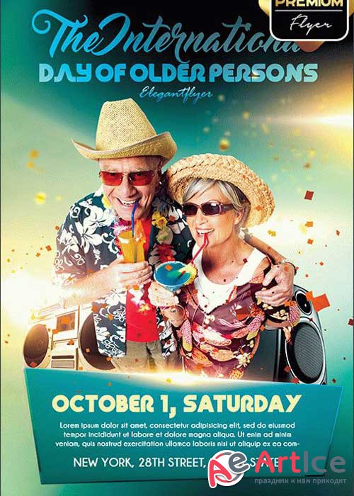 International Day Of Older Persons V1 Flyer PSD Template + Facebook Cover