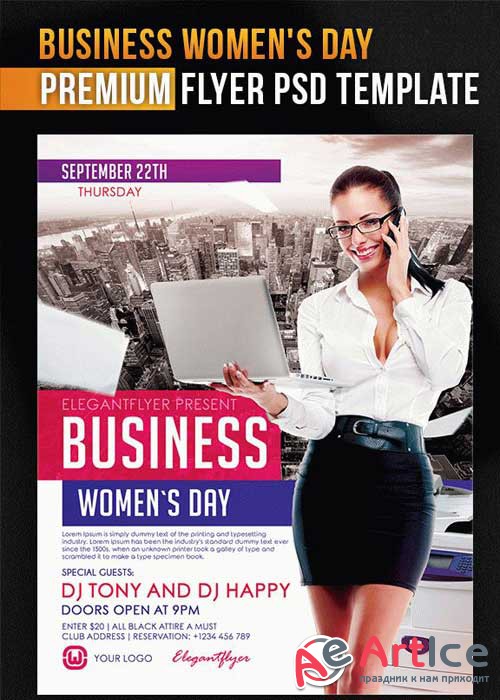 Business Womens Day V5 Flyer PSD Template + Facebook Cover