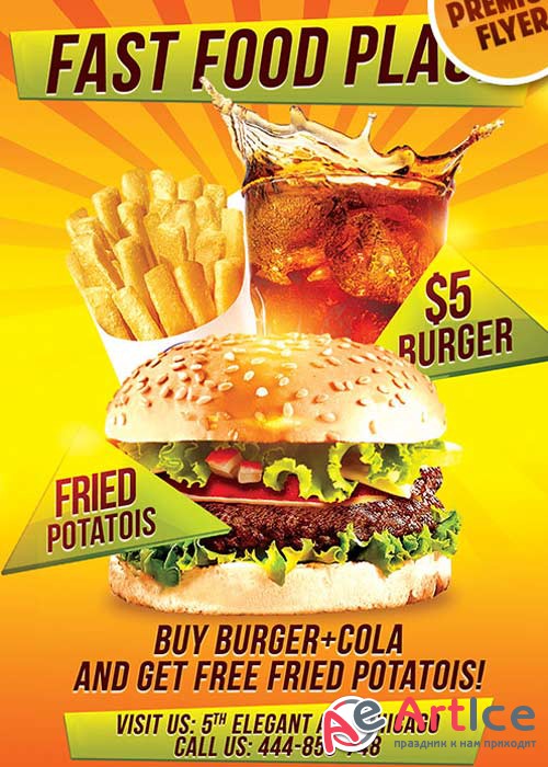 Fast Food Flyer PSD V13 Template + Facebook Cover