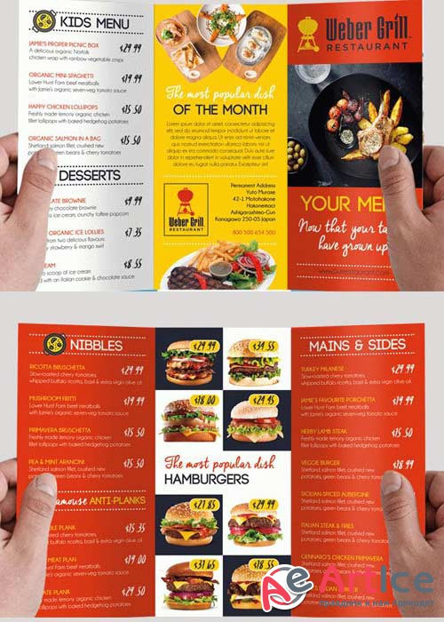 Menu V9 Premium Tri-Fold PSD Brochure Template