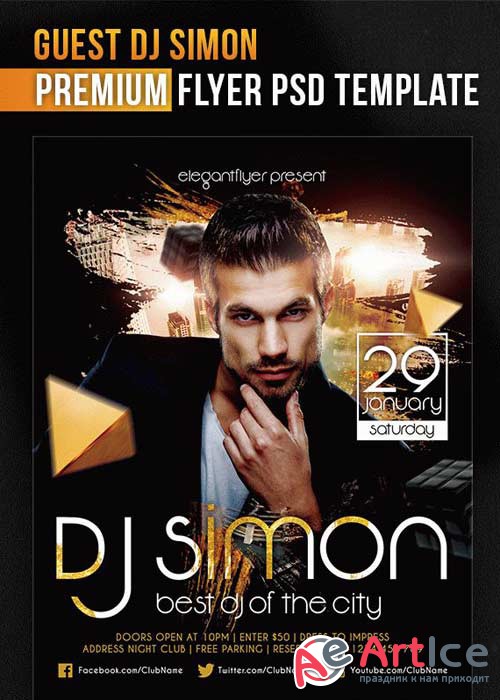 Guest Dj Simon Flyer PSD V5 Template + Facebook Cover