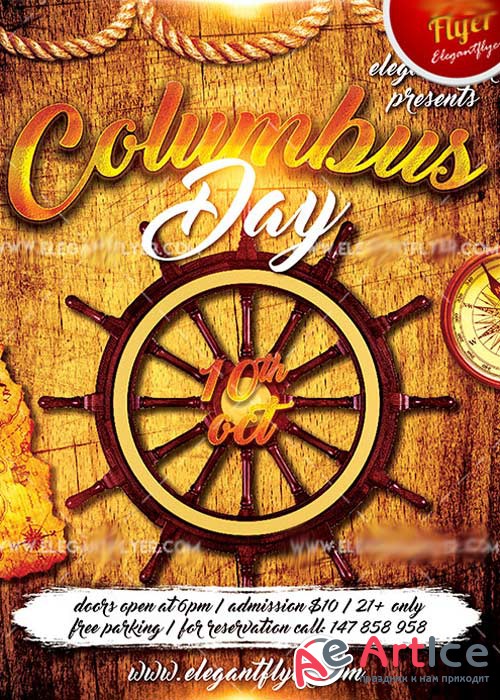 Columbus Day Flyer PSD V7 Template + Facebook Cover