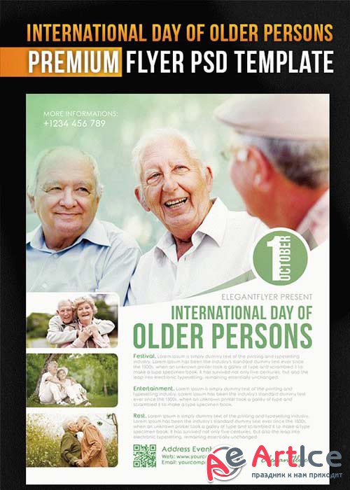 International Day of Older Persons Flyer PSD V6 Template + Facebook Cover