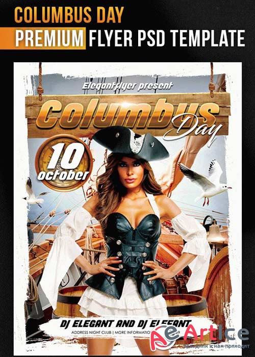 Columbus Day Flyer PSD V8 Template + Facebook Cover