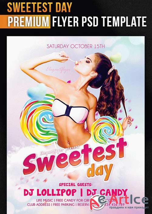 Sweetest Day Flyer PSD V7 Template + Facebook Cover