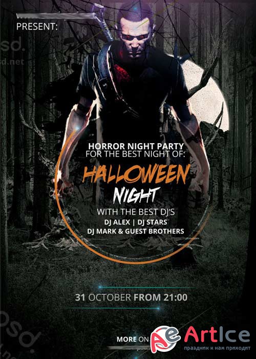 Halloween Night V16 Minimal PSD Flyer