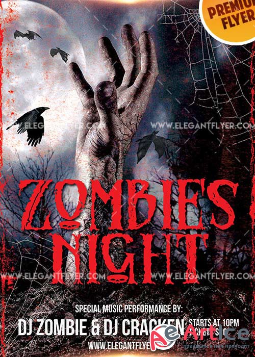 Zombie Night V5 Flyer PSD Template + Facebook Cover