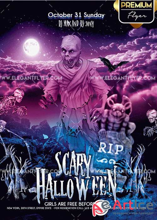 Scary Halloween V1 Flyer PSD Template + Facebook Cover