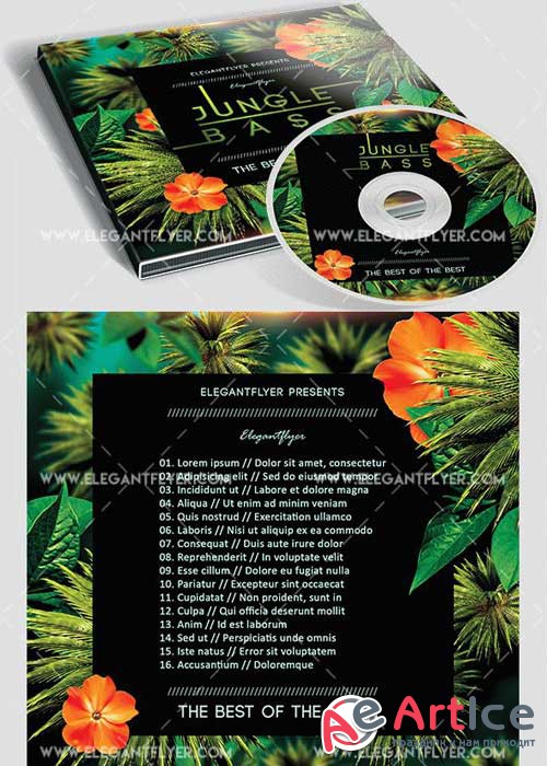 Jungle Bass Premium CD&DVD cover PSD Template