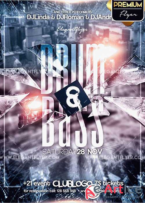 Drum and Bass V8 Flyer PSD Template + Facebook Cover