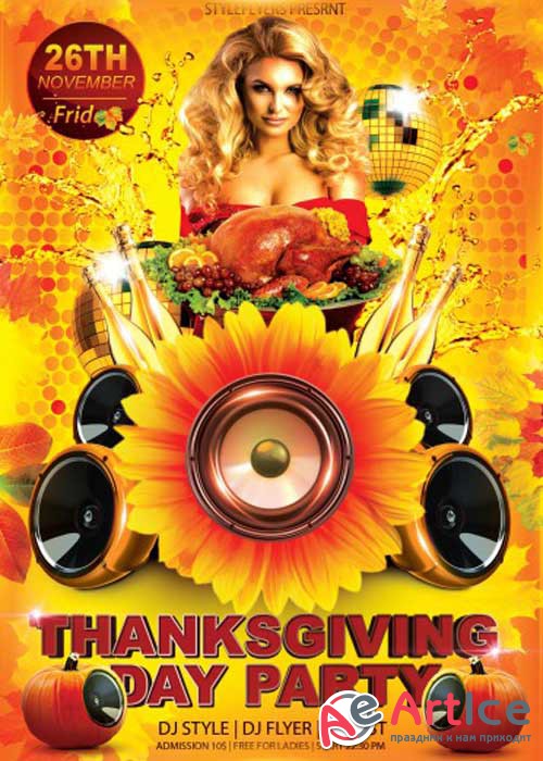 Thanksgiving Day Flyer PSD V11 Template with Facebook cover