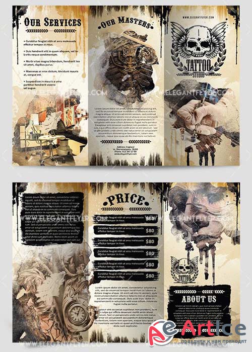 Tattoo Studio Premium Tri-Fold PSD V1 Brochure Template