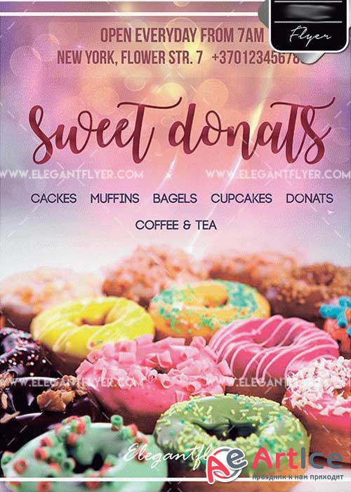 Sweet Donats PSD V15 Template + Facebook cover