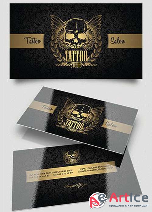 Tattoo Salon PSD V11 Business Card Templates