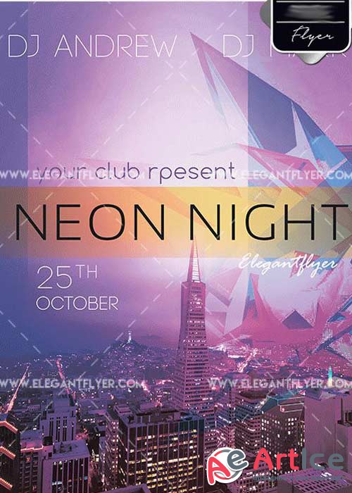 Neon Night V2 PSD Template + Facebook cover