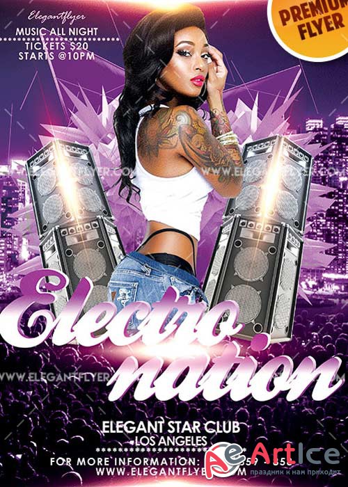 Electro Nation V5 Flyer PSD Template + Facebook Cover