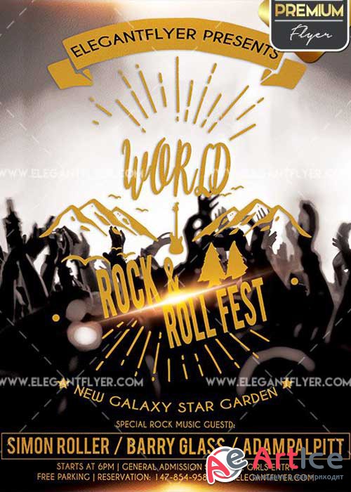 Rock and Roll Fest V2 Flyer PSD Template + Facebook Cover