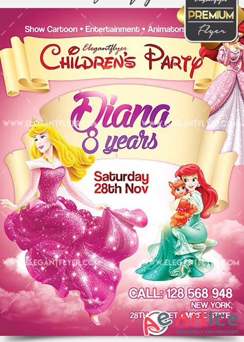 Childrens Party V02 Flyer PSD Template + Facebook Cover