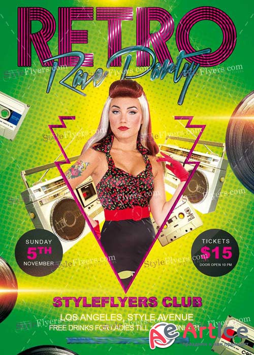 Retro Rave Party V4 PSD Flyer Template