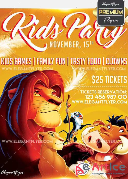 Kids Party V8 Flyer PSD Template + Facebook Cover