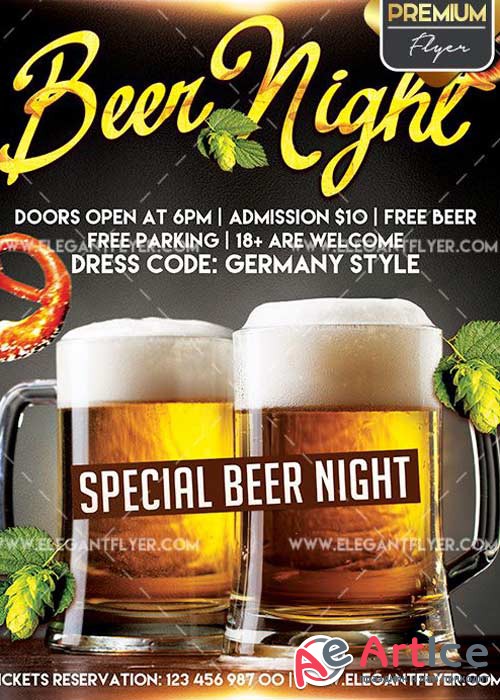 Beer Night Flyer PSD V8 Template + Facebook Cover