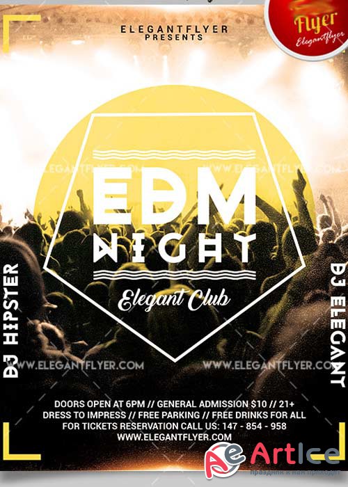 EDM Night Flyer PSD V15 Template + Facebook Cover