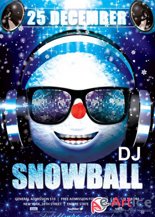 DJ Snowball PSD V5 Flyer Template with Facebook Cover