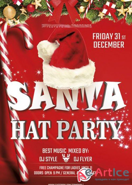 Santa hat PSD V3 Flyer Template with Facebook Cover