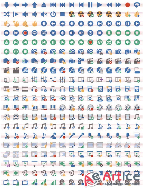 Pure Flat Toolbar Stock Icons - Multimedia Set