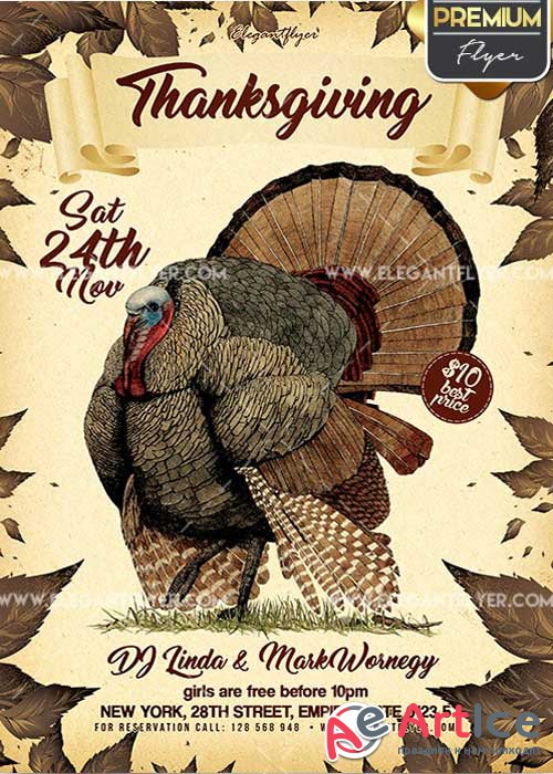 Thanksgiving Flyer PSD V12 Template + Facebook Cover