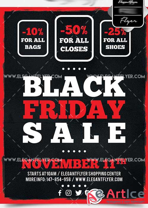 Black Friday Sale Flyer PSD V10 Template + Facebook Cover