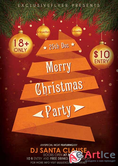 Merry Christmas Party Club and Party Flyer PSD V14 Template