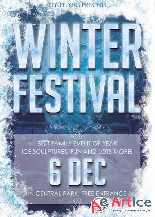 Winter Festival PSD V18 Flyer Template with Facebook Cover