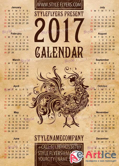 Calendar 2017 PSD V7 Flyer Template