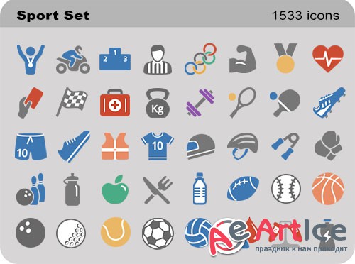 Sport Set - Pure Flat Toolbar Stock Icons