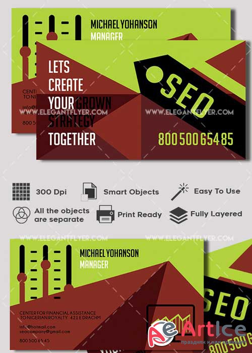 SEO Premium Business card PSD V1 Template