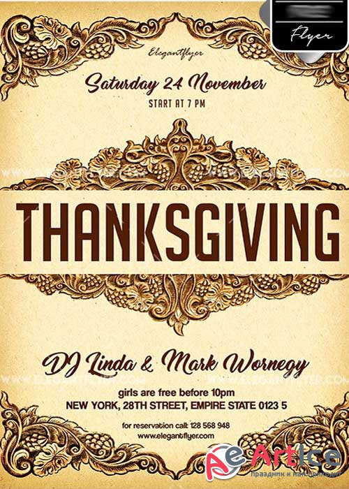 Thanksgiving Day Flyer PSD V18 Template + Facebook Cover