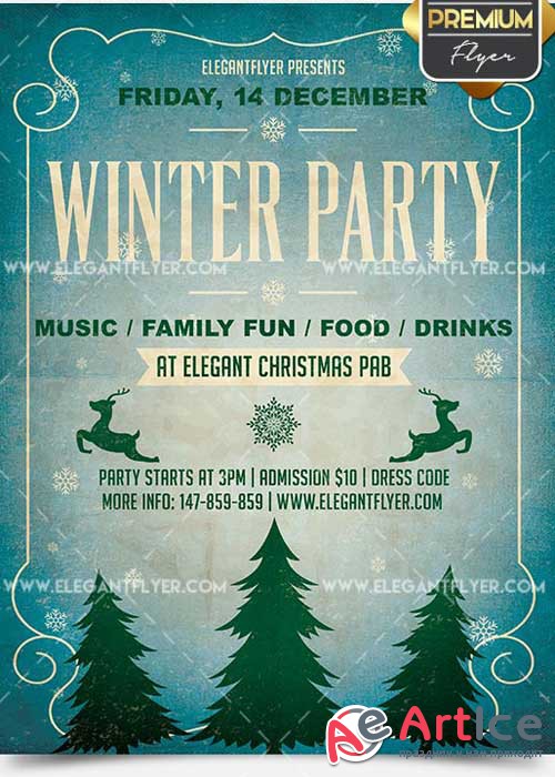 Winter Party Flyer PSD V11 Template + Facebook Cover