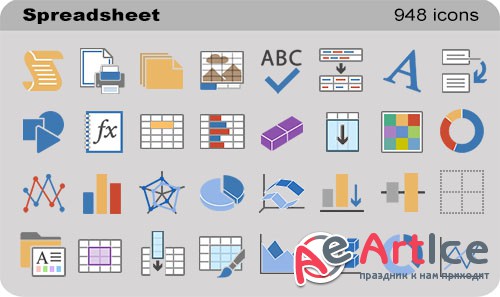 Spreadsheet Set - Pure Flat Toolbar Stock Icons