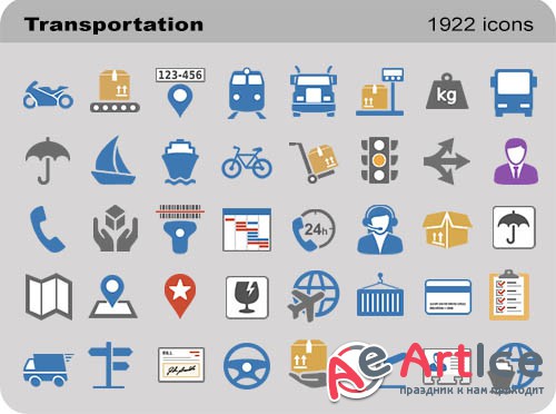 Transportation Set - Pure Flat Toolbar Stock Icons